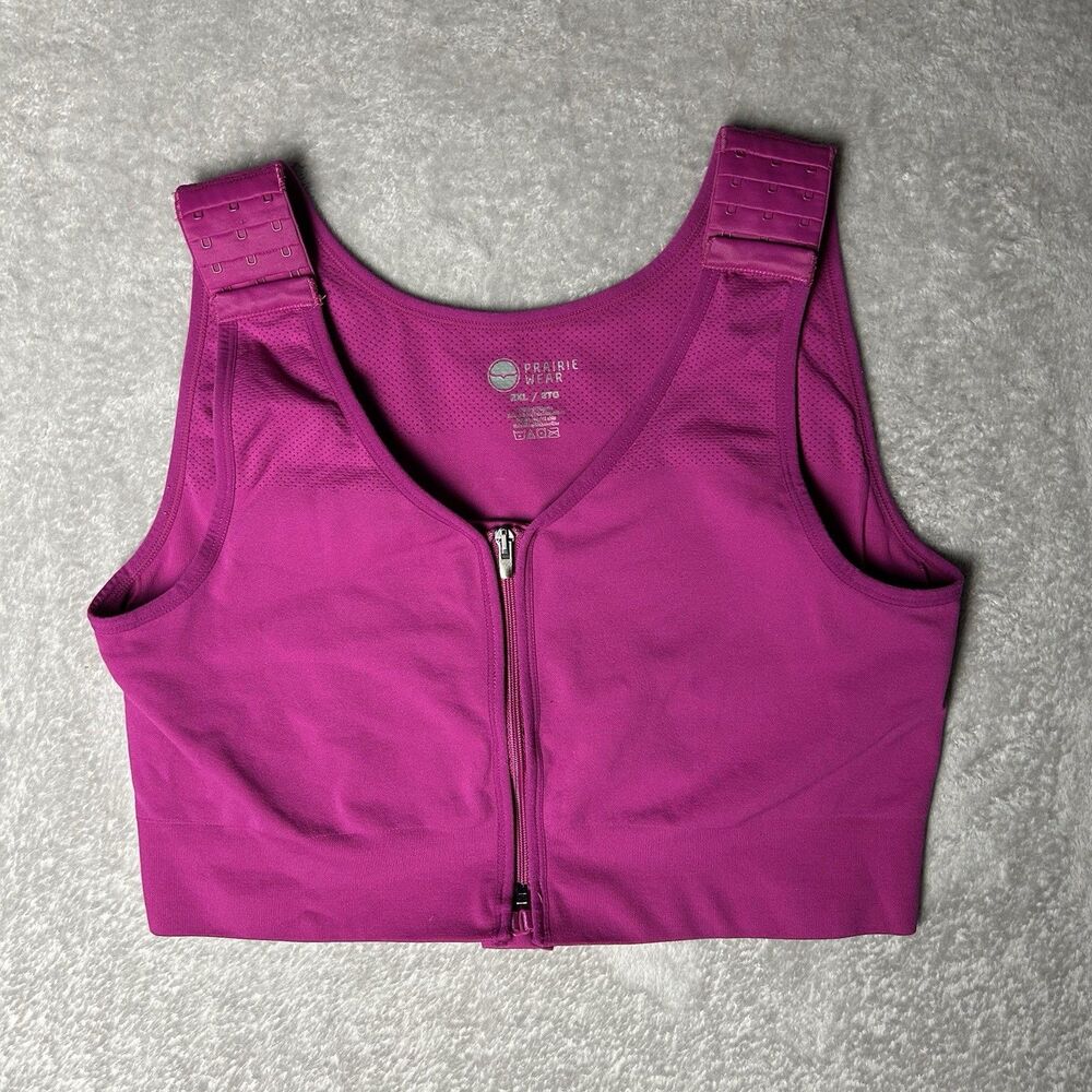 Prairie Wear Women's 2X Compression Sports Bra Front Closure Adjustable Straps